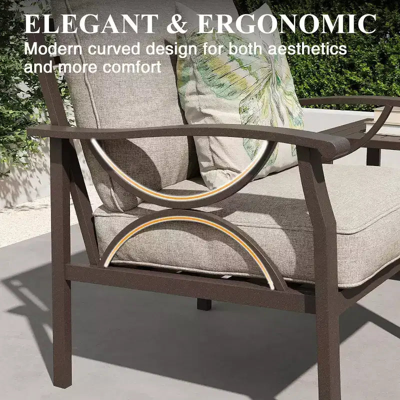 Ensemble de mobilier de jardin extérieur, ensemble de conversation de jardin 4 pièces avec table basse – Sanzelize Design