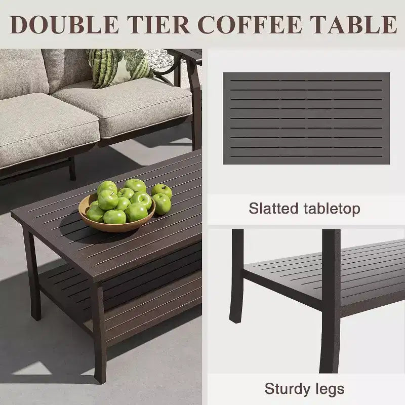 Ensemble de mobilier de jardin extérieur, ensemble de conversation de jardin 4 pièces avec table basse – Sanzelize Design