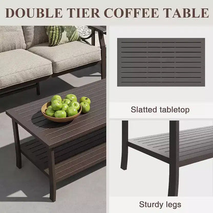 Ensemble de mobilier de jardin extérieur, ensemble de conversation de jardin 4 pièces avec table basse – Sanzelize Design