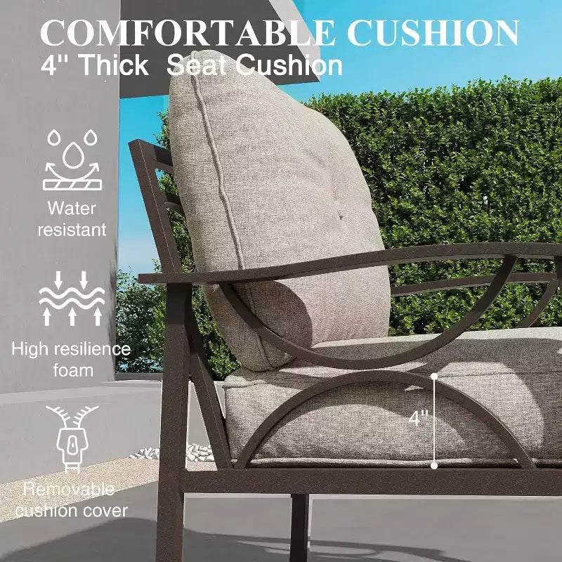 Ensemble de mobilier de jardin extérieur, ensemble de conversation de jardin 4 pièces avec table basse – Sanzelize Design