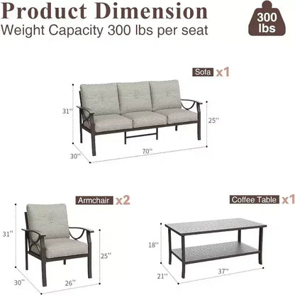 Ensemble de mobilier de jardin extérieur, ensemble de conversation de jardin 4 pièces avec table basse – Sanzelize Design