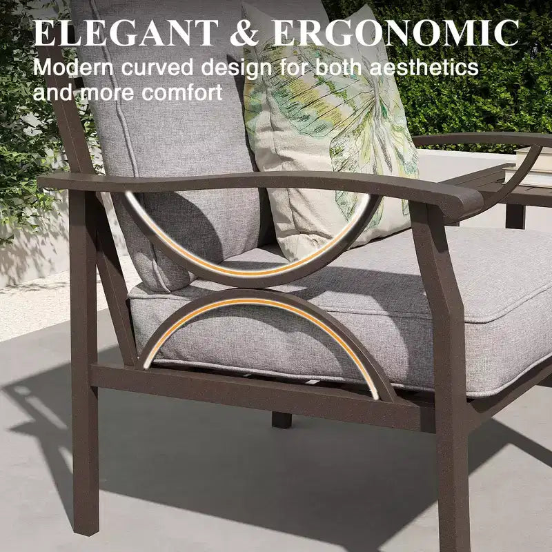 Ensemble de mobilier de jardin extérieur, ensemble de conversation de jardin 4 pièces avec table basse – Sanzelize Design