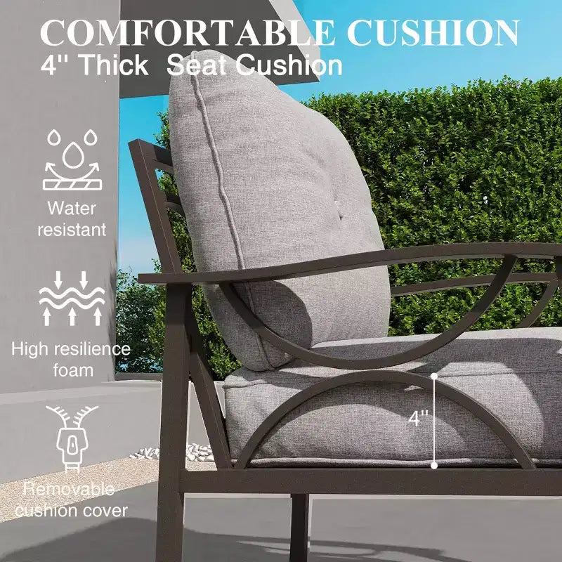 Ensemble de mobilier de jardin extérieur, ensemble de conversation de jardin 4 pièces avec table basse – Sanzelize Design
