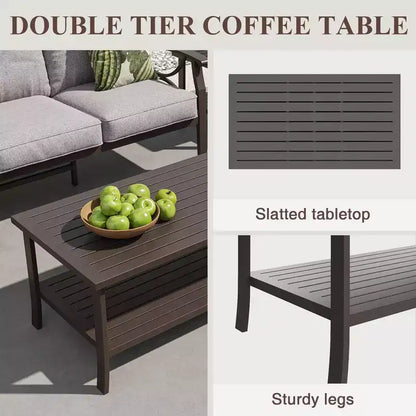 Ensemble de mobilier de jardin extérieur, ensemble de conversation de jardin 4 pièces avec table basse – Sanzelize Design