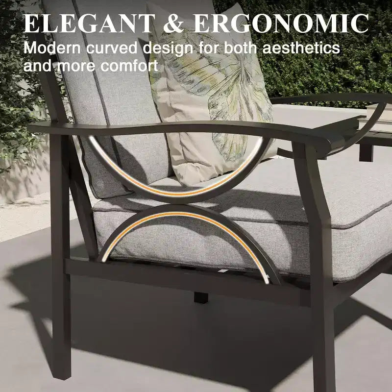Ensemble de mobilier de jardin extérieur, ensemble de conversation de jardin 4 pièces avec table basse – Sanzelize Design
