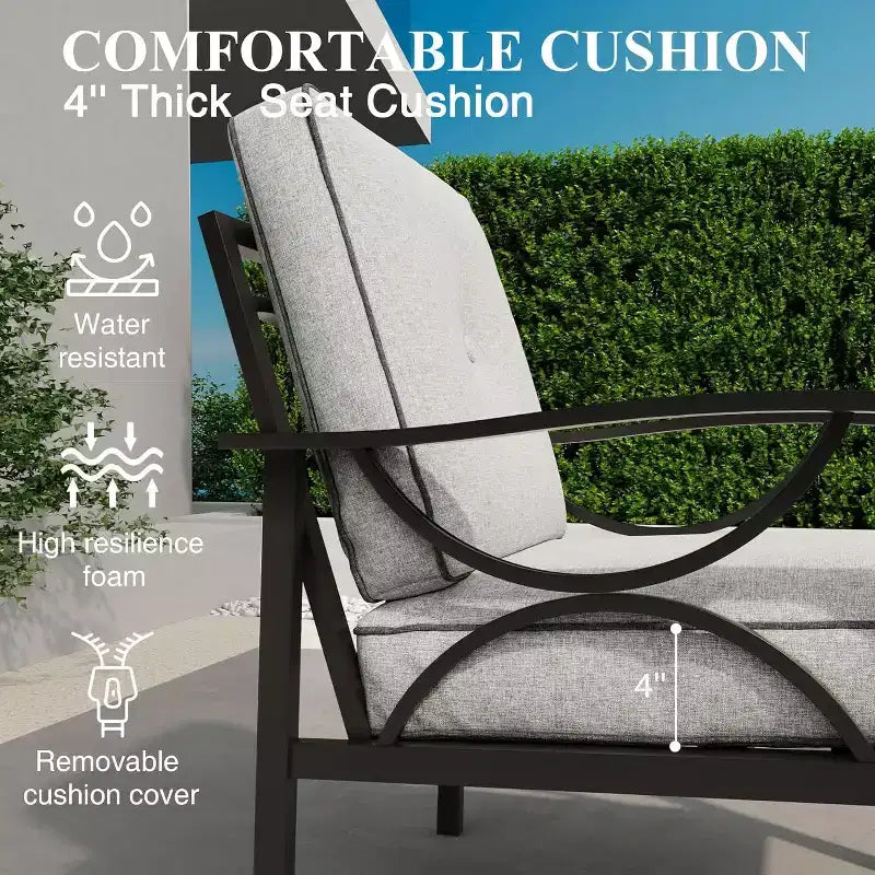 Ensemble de mobilier de jardin extérieur, ensemble de conversation de jardin 4 pièces avec table basse – Sanzelize Design