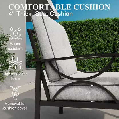 Ensemble de mobilier de jardin extérieur, ensemble de conversation de jardin 4 pièces avec table basse – Sanzelize Design