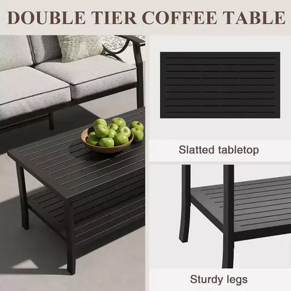 Ensemble de mobilier de jardin extérieur, ensemble de conversation de jardin 4 pièces avec table basse – Sanzelize Design