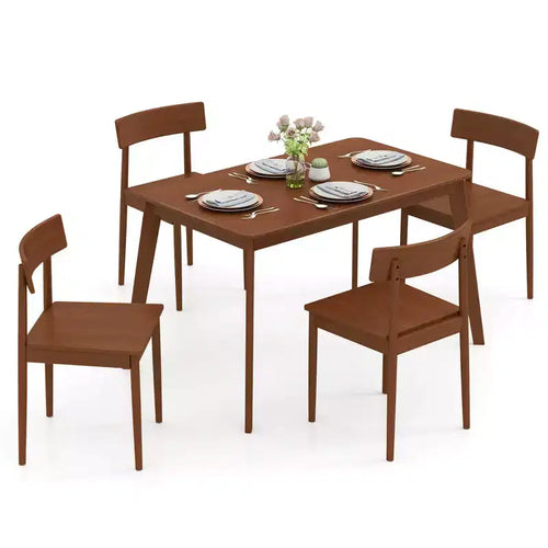 Ensemble table à manger rectangulaire 5 pièces et 4 chaises avec cadre en bois d'hévéa – Sanzelize Design