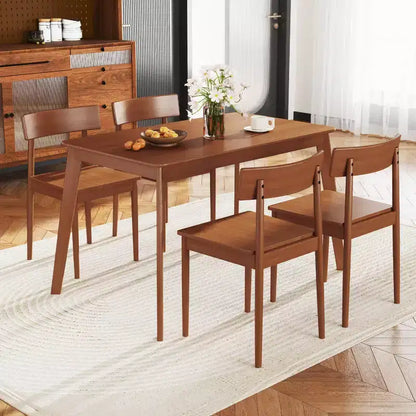 Ensemble table à manger rectangulaire 5 pièces et 4 chaises avec cadre en bois d'hévéa – Sanzelize Design