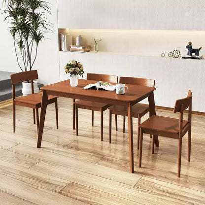 Ensemble table à manger rectangulaire 5 pièces et 4 chaises avec cadre en bois d'hévéa – Sanzelize Design
