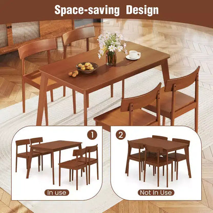Ensemble table à manger rectangulaire 5 pièces et 4 chaises avec cadre en bois d'hévéa – Sanzelize Design