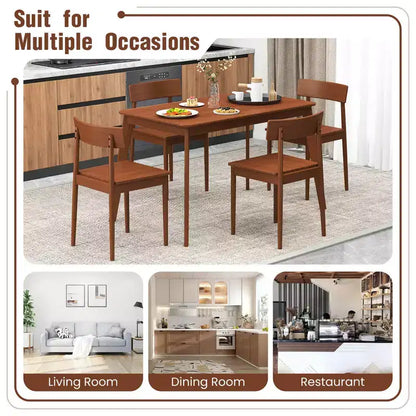 Ensemble table à manger rectangulaire 5 pièces et 4 chaises avec cadre en bois d'hévéa – Sanzelize Design