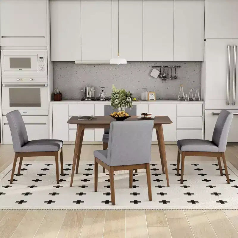Ensemble de salle à manger 5 pièces avec 4 chaises rembourrées, style moderne du milieu du siècle – Sanzelize Design