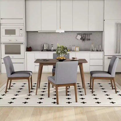 Ensemble de salle à manger 5 pièces avec 4 chaises rembourrées, style moderne du milieu du siècle – Sanzelize Design