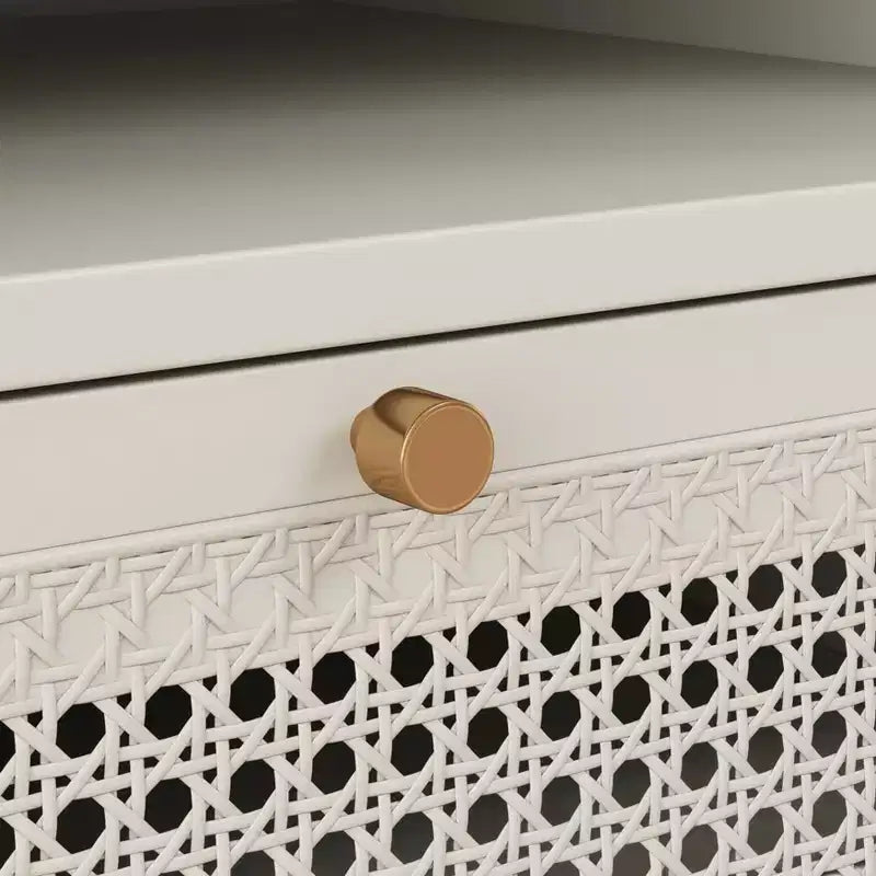 Ensemble de chambre à coucher Feeney 3 pièces, lit plateforme avec deux tables de chevet, blanc crème, grand lit – Sanzelize Design