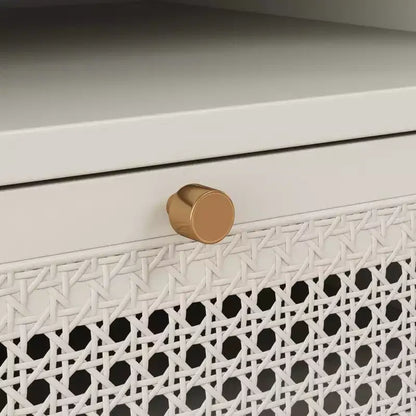 Ensemble de chambre à coucher Feeney 3 pièces, lit plateforme avec deux tables de chevet, blanc crème, grand lit – Sanzelize Design
