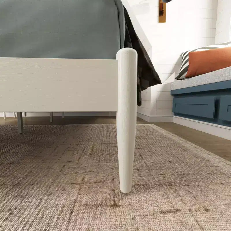 Ensemble de chambre à coucher Feeney 3 pièces, lit plateforme avec deux tables de chevet, blanc crème, grand lit – Sanzelize Design