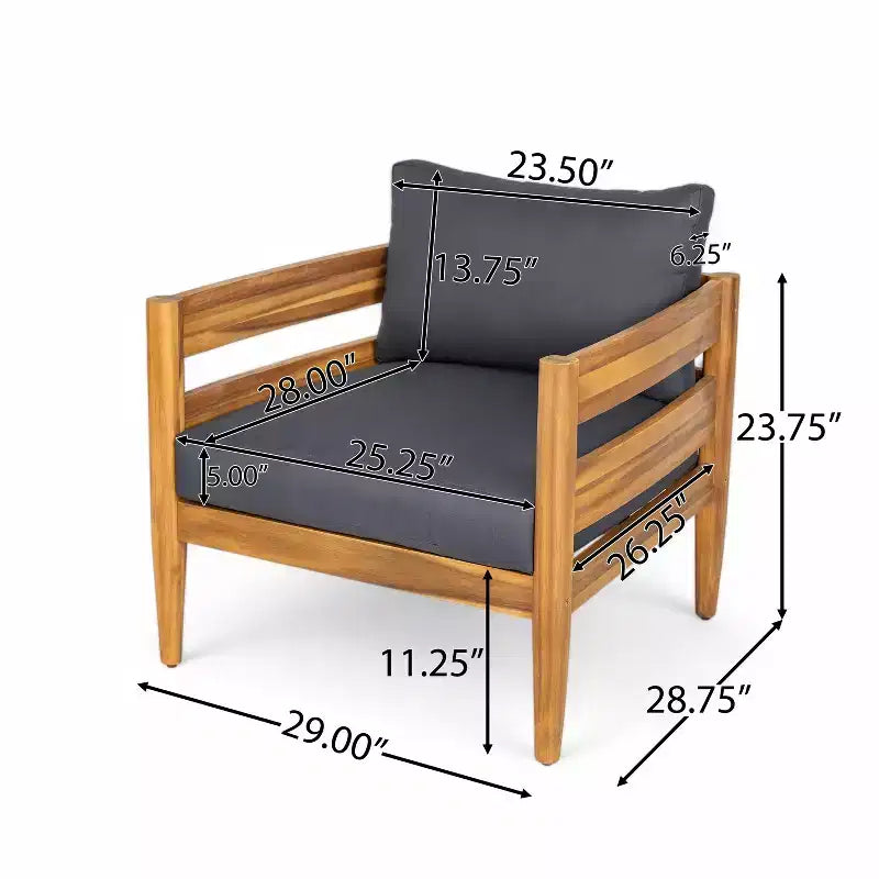 Jacinda Ensemble de salon d'extérieur rustique rembourré 4 pièces avec lattes – Sanzelize Design