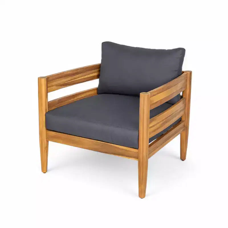 Jacinda Ensemble de salon d'extérieur rustique rembourré 4 pièces avec lattes – Sanzelize Design