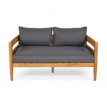 Jacinda Ensemble de salon d'extérieur rustique rembourré 4 pièces avec lattes – Sanzelize Design
