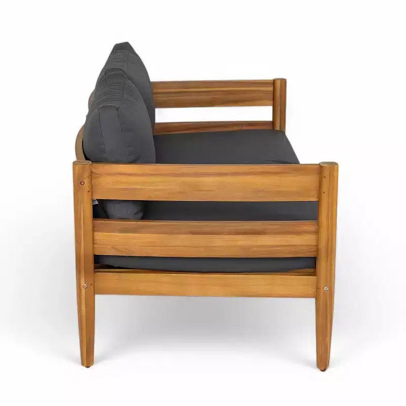 Jacinda Ensemble de salon d'extérieur rustique rembourré 4 pièces avec lattes – Sanzelize Design