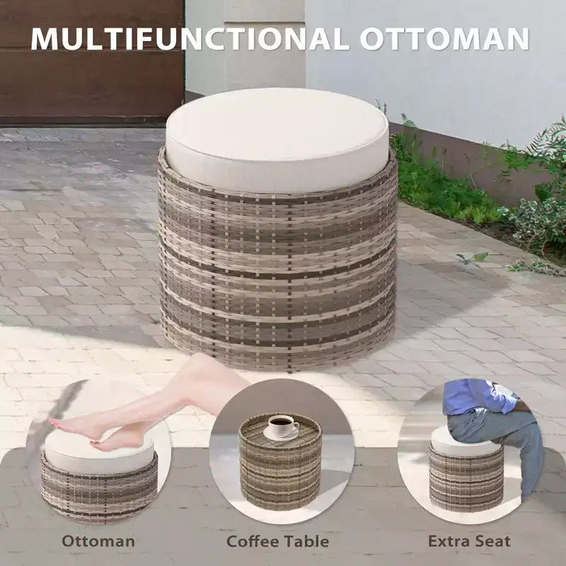 Sunset Dune Ensemble de 6 pièces de mobilier d'extérieur moderne, Salon de jardin en osier aspect bois – Sanzelize Design
