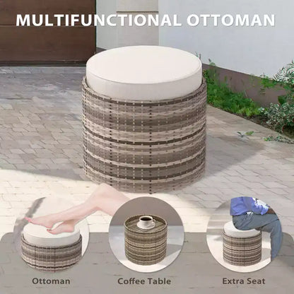 Sunset Dune Ensemble de 6 pièces de mobilier d'extérieur moderne, Salon de jardin en osier aspect bois – Sanzelize Design