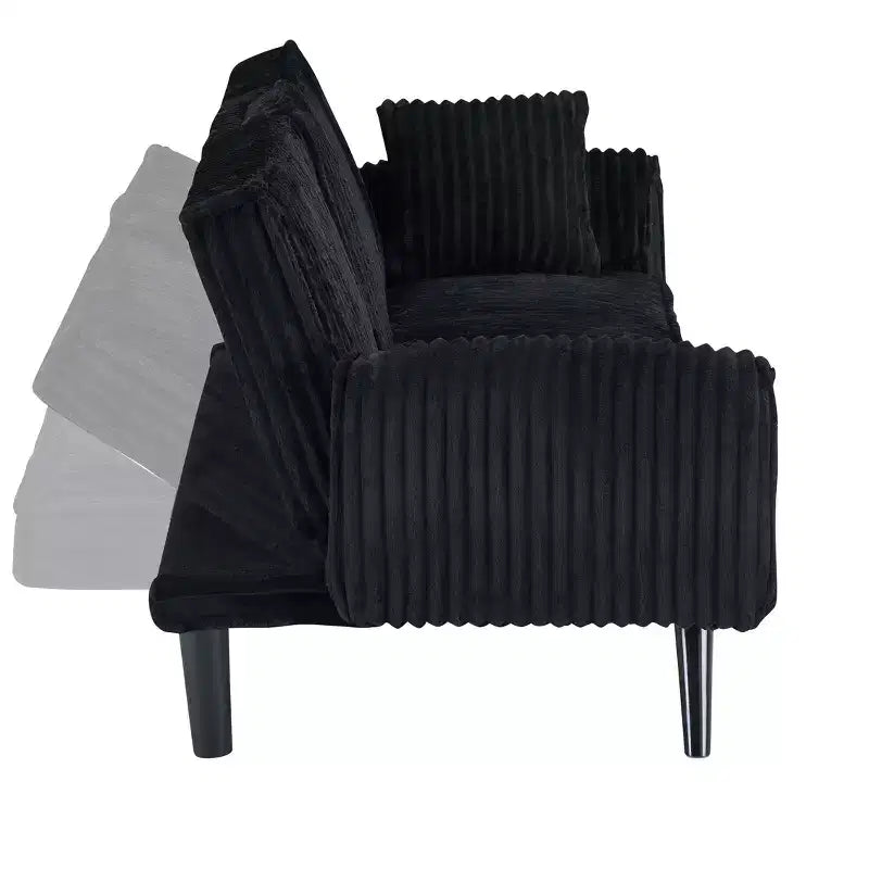 Canapés Minimalistes pour Salon Canapé Droit Convertible Lit Canapé Corduroy avec Dossier Ajustable et Porte-Gobelet – Sanzelize Design