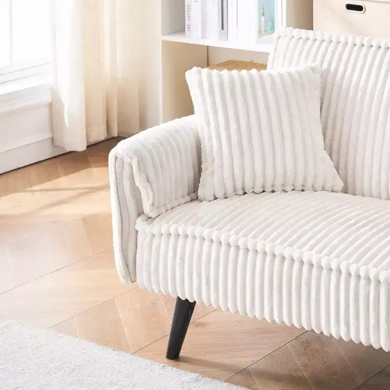 Canapés Minimalistes pour Salon Canapé Droit Convertible Lit Canapé Corduroy avec Dossier Ajustable et Porte-Gobelet – Sanzelize Design