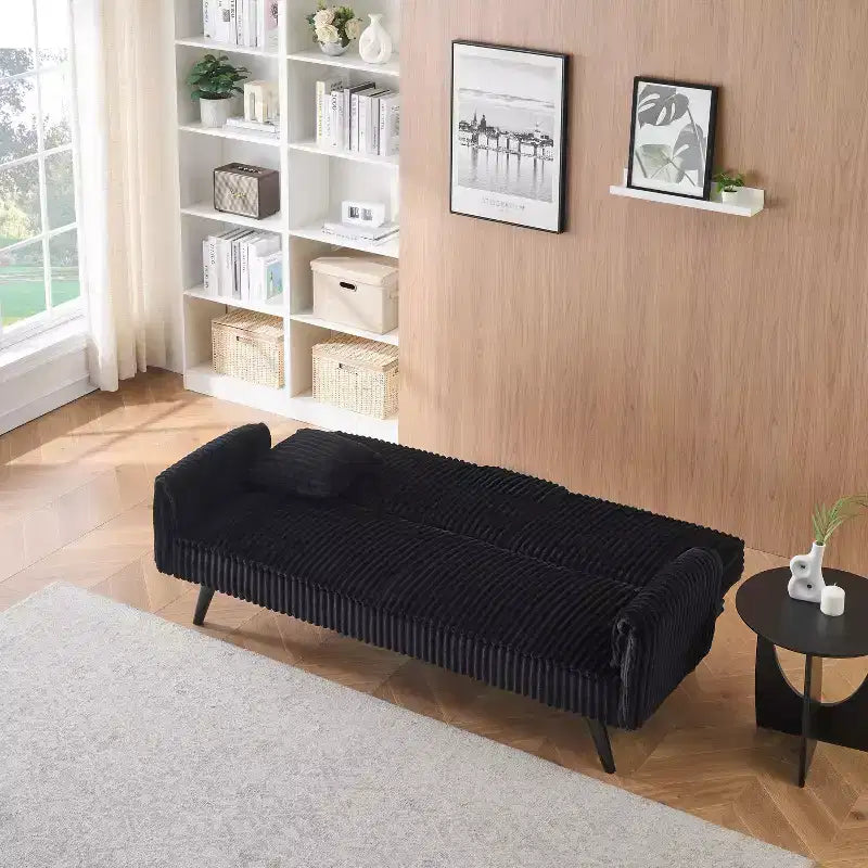 Canapés Minimalistes pour Salon Canapé Droit Convertible Lit Canapé Corduroy avec Dossier Ajustable et Porte-Gobelet – Sanzelize Design