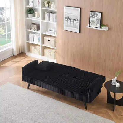 Canapés Minimalistes pour Salon Canapé Droit Convertible Lit Canapé Corduroy avec Dossier Ajustable et Porte-Gobelet – Sanzelize Design