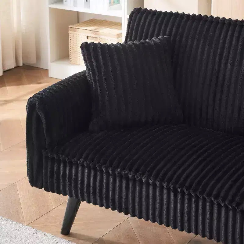 Canapés Minimalistes pour Salon Canapé Droit Convertible Lit Canapé Corduroy avec Dossier Ajustable et Porte-Gobelet – Sanzelize Design