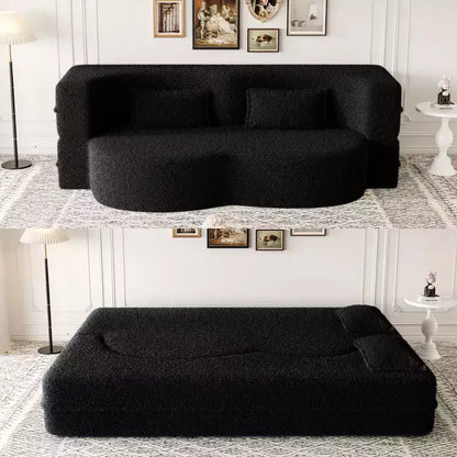 Canapé modulable moderne convertible Canapé de sol avec 2 oreillers Tissu bouclé Rembourré Matelas pliant Aucun – Sanzelize Design