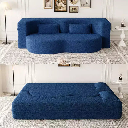 Canapé modulable moderne convertible Canapé de sol avec 2 oreillers Tissu bouclé Rembourré Matelas pliant Aucun – Sanzelize Design