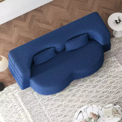 Canapé modulable moderne convertible Canapé de sol avec 2 oreillers Tissu bouclé Rembourré Matelas pliant Aucun – Sanzelize Design