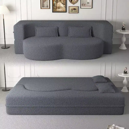 Canapé modulable moderne convertible Canapé de sol avec 2 oreillers Tissu bouclé Rembourré Matelas pliant Aucun – Sanzelize Design