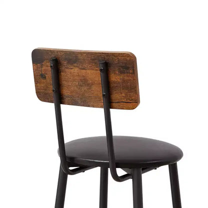 Ensemble de table de bar rustique 3 pièces Briar avec tabourets de bar rembourrés en similicuir – Sanzelize Design