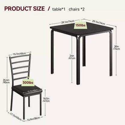 Ensemble table et chaises 3 pièces pour petits espaces, salle à manger – Sanzelize Design