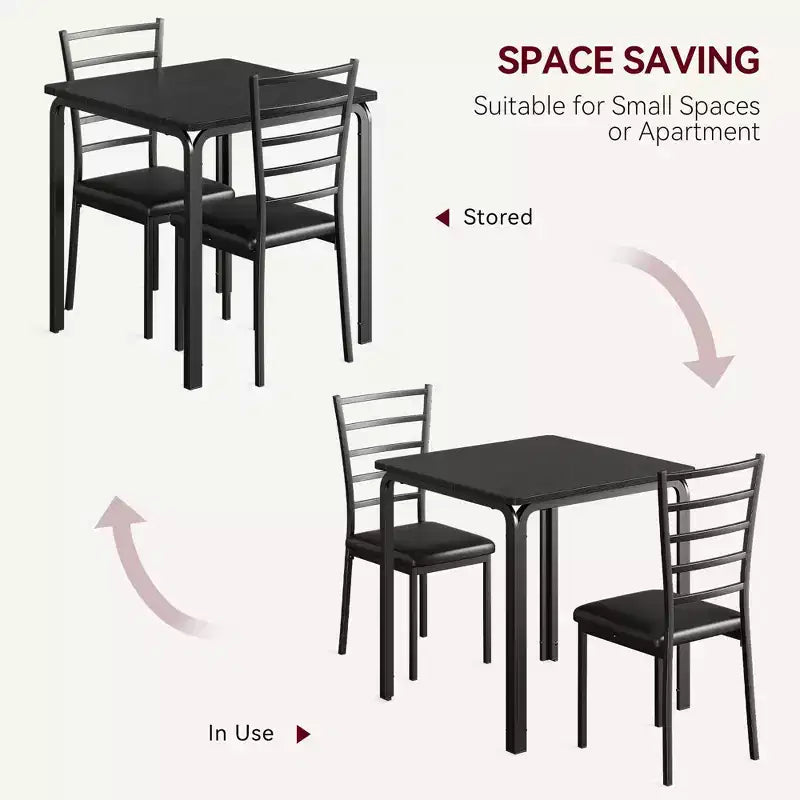 Ensemble table et chaises 3 pièces pour petits espaces, salle à manger – Sanzelize Design