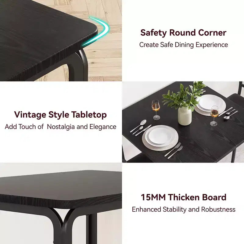 Ensemble table et chaises 3 pièces pour petits espaces, salle à manger – Sanzelize Design