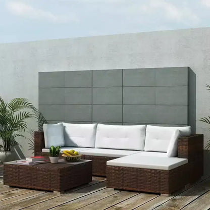 Salon de jardin 5 pièces en résine tressée, marron – Ensemble de canapés d'extérieur durable toutes saisons avec – Sanzelize Design