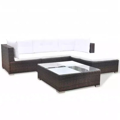 Salon de jardin 5 pièces en résine tressée, marron – Ensemble de canapés d'extérieur durable toutes saisons avec – Sanzelize Design