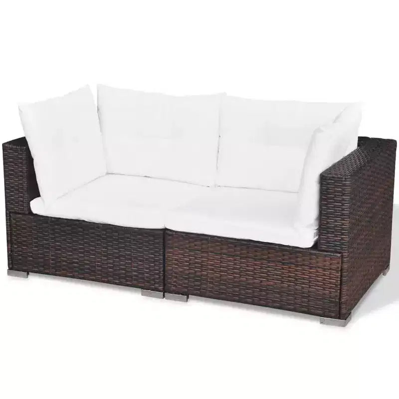 Salon de jardin 5 pièces en résine tressée, marron – Ensemble de canapés d'extérieur durable toutes saisons avec – Sanzelize Design