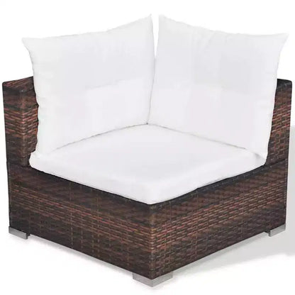 Salon de jardin 5 pièces en résine tressée, marron – Ensemble de canapés d'extérieur durable toutes saisons avec – Sanzelize Design
