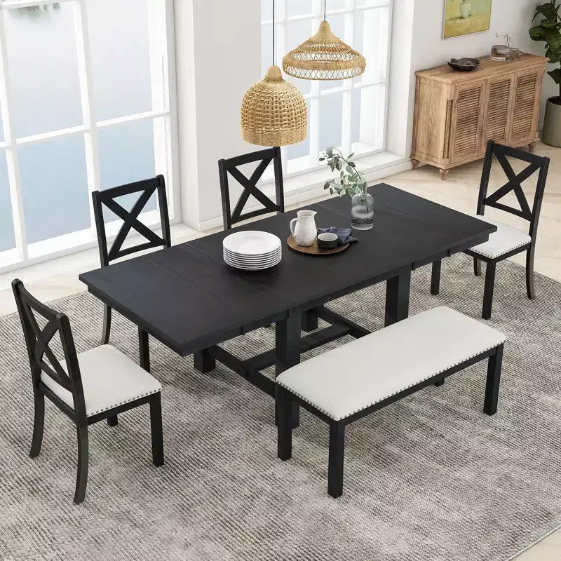 Ensemble de 6 pièces de table à manger extensible pour 6 personnes – Sanzelize Design