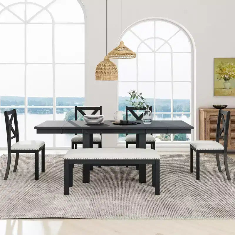 Ensemble de 6 pièces de table à manger extensible pour 6 personnes – Sanzelize Design