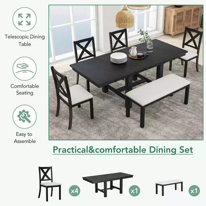 Ensemble de 6 pièces de table à manger extensible pour 6 personnes – Sanzelize Design