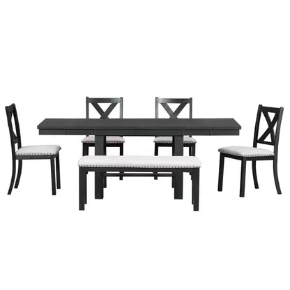 Ensemble de 6 pièces de table à manger extensible pour 6 personnes – Sanzelize Design