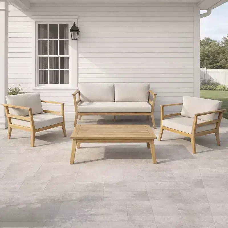 Edith Ensemble de 4 pièces pour terrasse en bois d'acacia avec lattes – Sanzelize Design